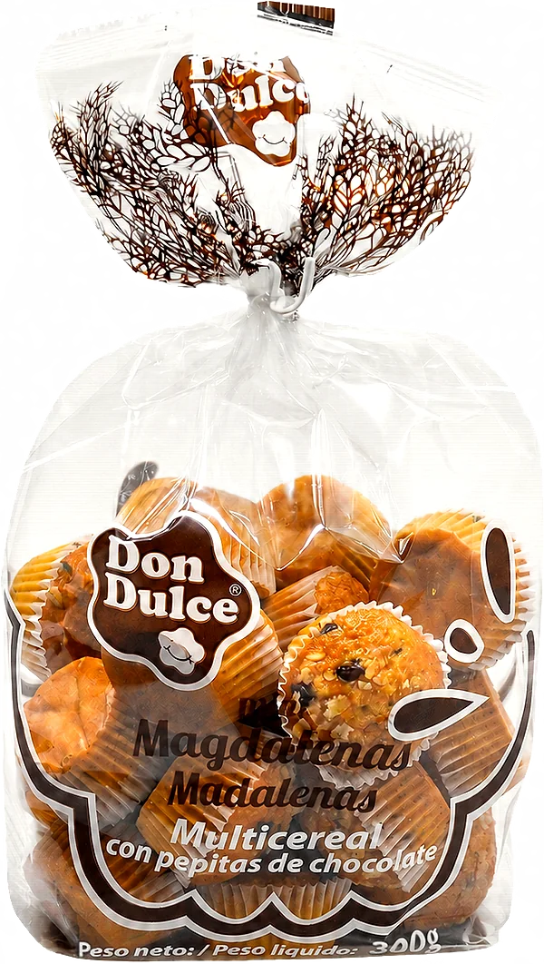 Bolsa de 300&nbsp;g de mini magdalenas Multicereal con Pepitas