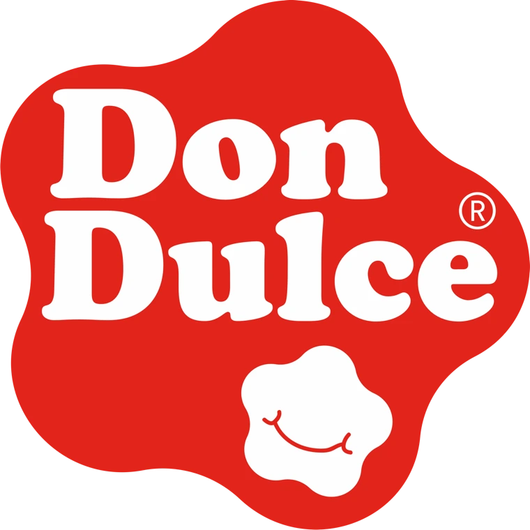 Logotipo de DonDulce de 2018: la mancha roja con una carita sonriente